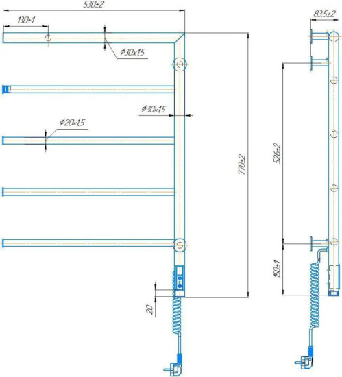 Рушникосушарка Mario Romeo-І 770х530/80 ТR (2.3.8500.10.P) правий