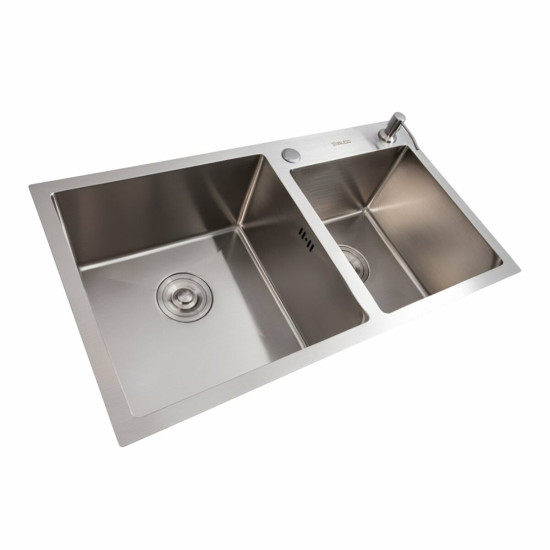 Кухонна мийка Valeso Handmade 78x43 дві чаші (3.0/0.8)