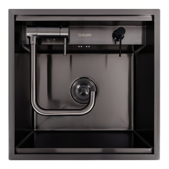 Кухонная мойка Valeso Handmade CM 50x50 PVD черная (смеситель в комплекте)