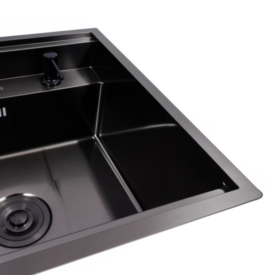 Кухонная мойка Valeso Handmade CM 50x50 PVD черная (смеситель в комплекте)