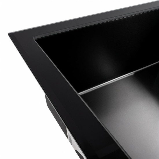 Кухонна мийка Valeso Handmade CM 78x50 PVD чорна BLACK GLASS