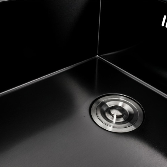 Кухонна мийка Valeso Handmade CM 78x50 PVD чорна BLACK GLASS
