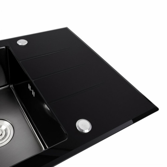 Кухонна мийка Valeso Handmade CM 78x50 PVD чорна BLACK GLASS
