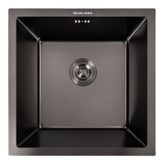 Кухонна мийка Valeso PVD чорна 44x44 під стільницю (3.0/0.8)