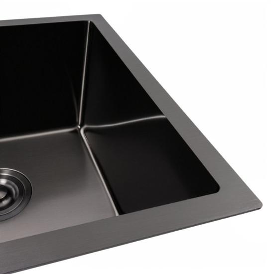 Кухонна мийка Valeso PVD чорна 44x44 під стільницю (3.0/0.8)