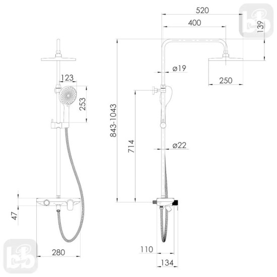 Душевая система Imprese MODUS D t030B08210SQ черный матовый
