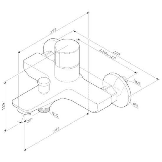 Смеситель для ванны Am.Pm X-Joy F85A10500 хром