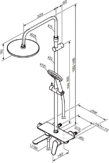 Душова система Damixa Jupiter 977730300 чорна