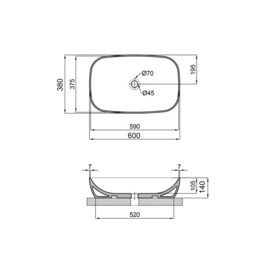 Раковина Qtap Cardinal 600х380х140 мм White QT04116257W