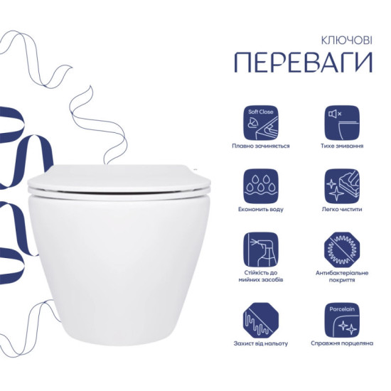 Унітаз підвісний Qtap Jay Soft-close QT07335175W