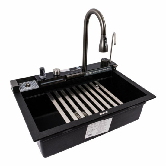 Кухонная мойка Valeso 6846 Irena матовая (черный металлик)