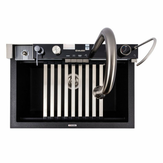 Кухонная мойка Valeso 6846 Irena матовая (черный металлик)