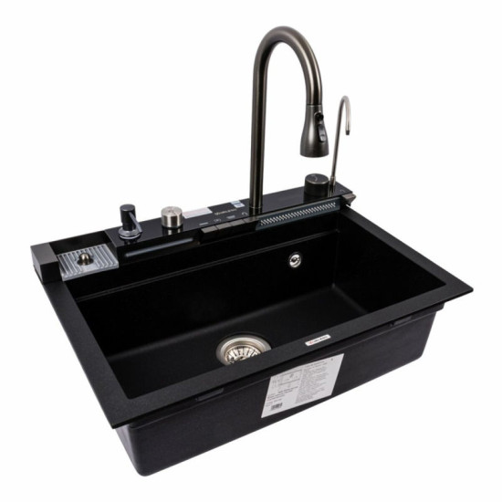 Кухонная мойка Valeso 6846 Irena матовая (черный металлик)