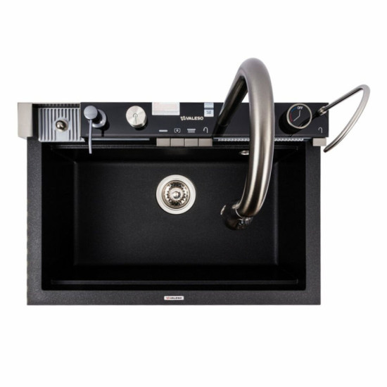 Кухонная мойка Valeso 6846 Irena матовая (черный металлик)
