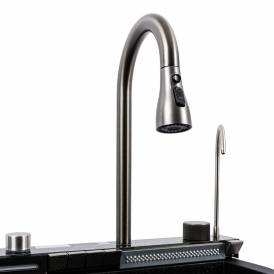 Кухонная мойка Valeso 6846 Irena матовая (черный металлик)