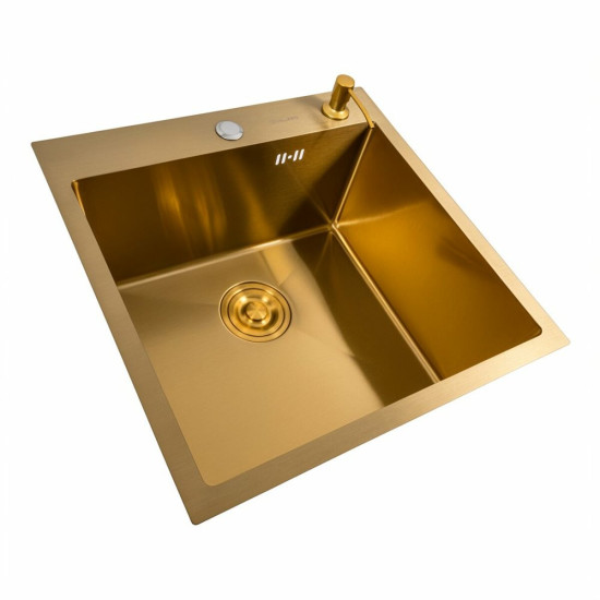 Кухонная мойка Valeso Handmade 50x50 PVD Gold (сифон круглый 3,0/0,8)