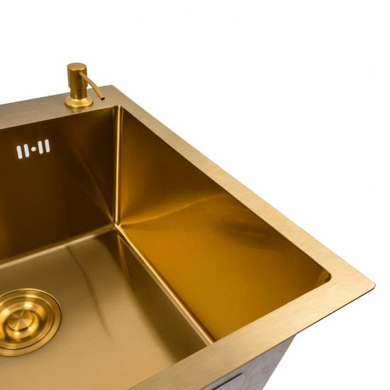 Кухонная мойка Valeso Handmade 50x50 PVD Gold (сифон круглый 3,0/0,8)