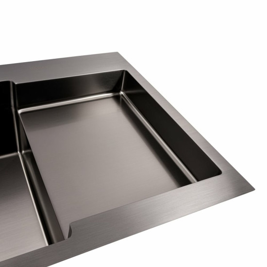 Кухонна мийка Valeso Handmade CM 78x50C L PVD чорна (круглий сифон 3.0/0.8)