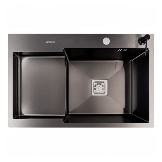 Кухонная мойка Valeso Handmade CM 78x50C R PVD черная (круглый сифон 3.0/0.8)
