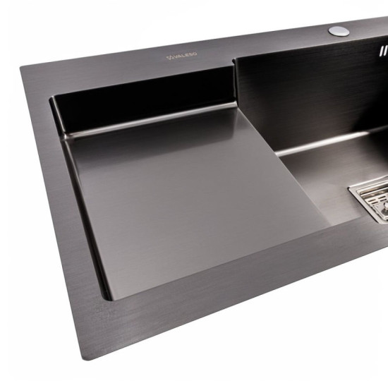 Кухонная мойка Valeso Handmade CM 78x50C R PVD черная (круглый сифон 3.0/0.8)