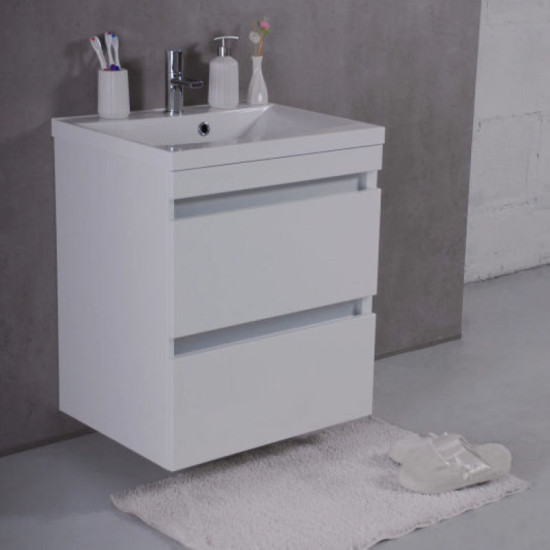Тумба с раковиной Fancy Marble (Буль-Буль) Borneo 600 (Borneo 600 + Lisa) белый