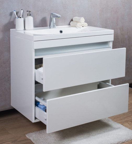 Тумба з раковиною Fancy Marble (Буль-Буль) Borneo 800 (Borneo 800 + Lisa) білий
