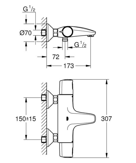 Смеситель термостатический для ванны Grohe QuickFix Precision Trend 1022162432