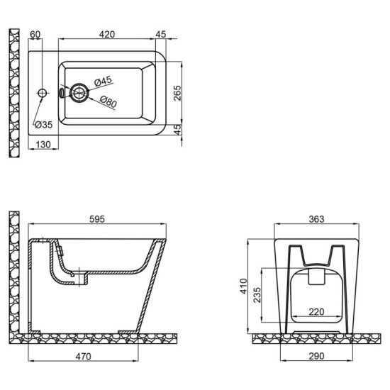Биде Mixxus Premium QUADRO-0601 600х355х410 (MP6589)