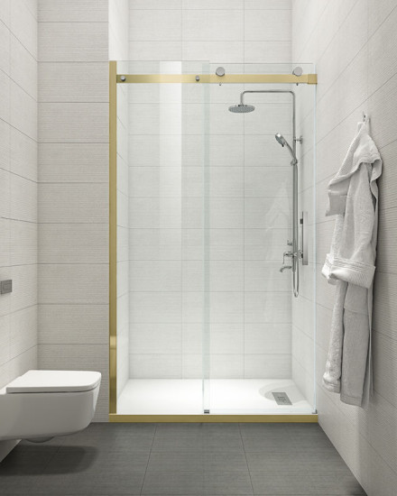 Душові двері Koer SR SD01-120x200-TR-12 прозоре скло Easy Clean 8мм, матове золото (KR5377)