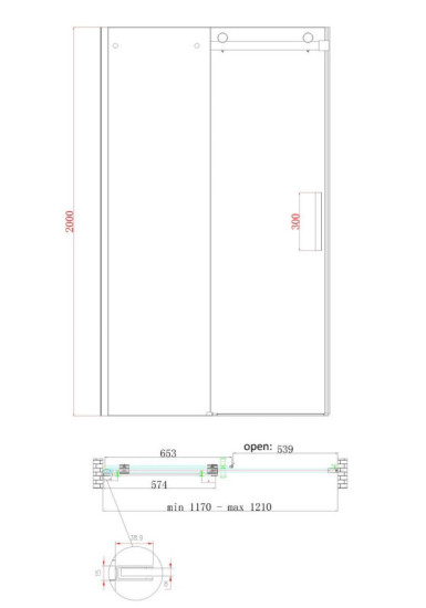 Душові двері Koer SR SD01-120x200-TR-12 прозоре скло Easy Clean 8мм, матове золото (KR5377)