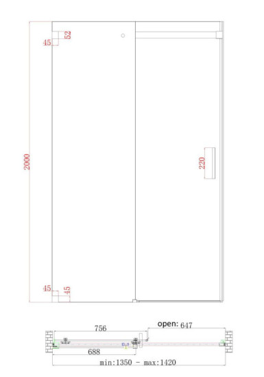 Душові двері Koer SR SD02-140x200-TR-01 прозоре скло Easy Clean 8мм, хром (KR5383)