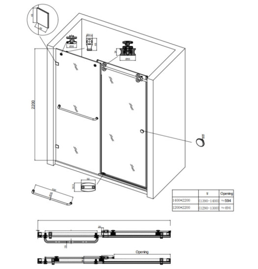 Душові двері Koer SR SD06-120x220-TR-01 прозоре скло Easy Clean 8мм, хром (KR5367)