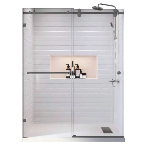 Душевая дверь Koer SR SD06-140x220-TR-07 прозрачное стекло Easy Clean 8мм, графит (KR5369)