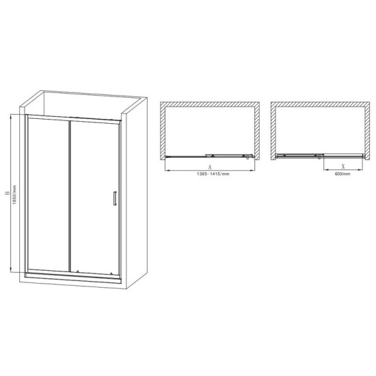 Душові двері Mixxus Premium Diverse SD01-140x185-TR Chrome 5мм (MI6874)