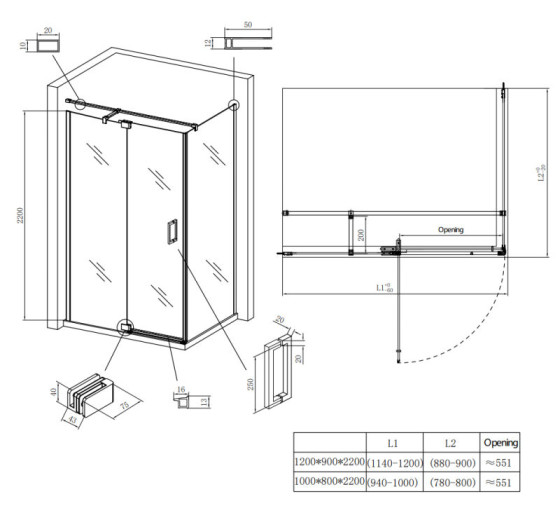 Душова кабіна Koer SR SC02-100x80x200-TR-01 прозоре скло Easy Clean 8мм, хром (KR5355)