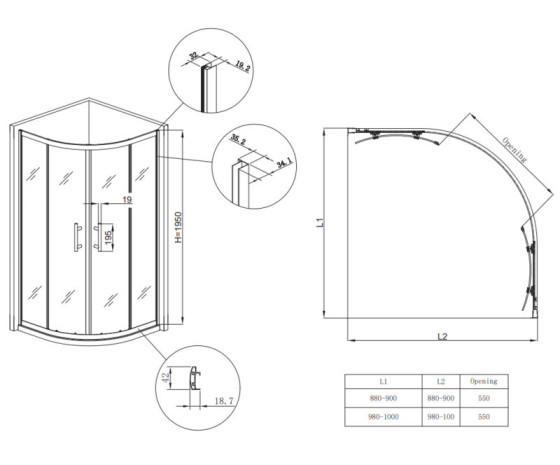 Душова кабіна Koer SR SC04-90x90x195-TR-01 прозоре скло Easy Clean 5мм, хром (KR5360)