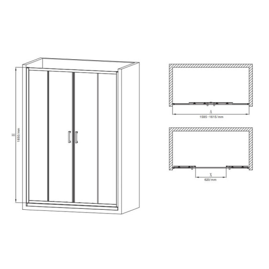Душові двері Mixxus Premium Diverse SD01-160x185-TR Chrome 5мм (MI6875)