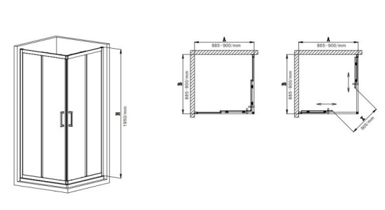 Душова кабіна Mixxus Premium Diverse SC02-90x90x195-TR Chrome 5мм MI6861