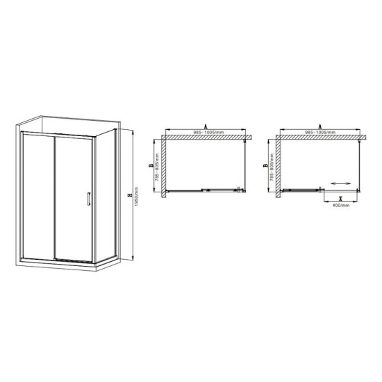 Душевая кабина Mixxus Premium Diverse SC03-100x80x195-TR Chrome 6мм MI6865