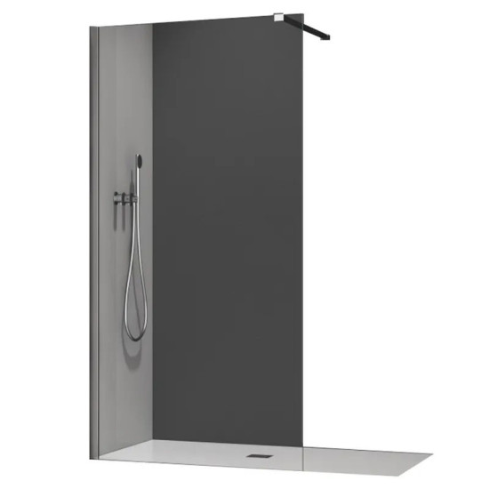 Душевая перегородка Koer SR SP01-100x200-TR-01 Walk-In прозрачное стекло Easy Clean 8мм, хром (KR5393)