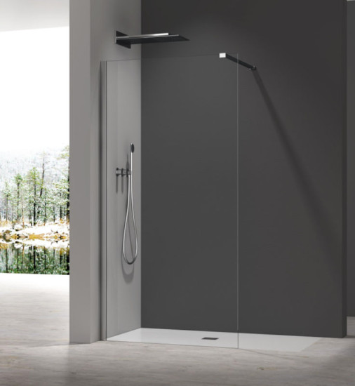 Душевая перегородка Koer SR SP01-100x200-TR-01 Walk-In прозрачное стекло Easy Clean 8мм, хром (KR5393)