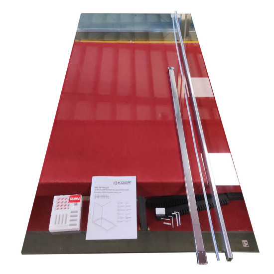 Душевая перегородка Koer SR SP01-100x200-TR-01 Walk-In прозрачное стекло Easy Clean 8мм, хром (KR5393)