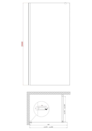 Душевая перегородка Koer SR SP01-100x200-TR-01 Walk-In прозрачное стекло Easy Clean 8мм, хром (KR5393)