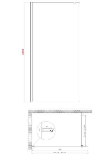 Душевая перегородка Koer SR SP01-120x200-TR-01 Walk-In прозрачное стекло Easy Clean 8мм, хром (KR5394)