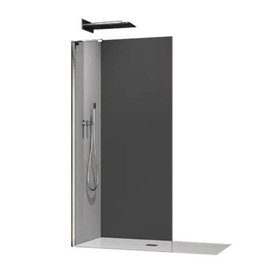 Душевая перегородка Koer SR SP02-100x200-TR-01 Walk-In прозрачное стекло Easy Clean 8мм, хром (KR5395)