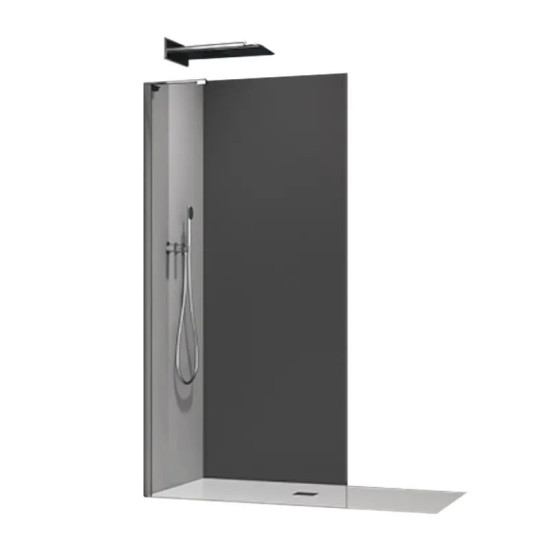 Душевая перегородка Koer SR SP02-100x200-TR-07 Walk-In прозрачное стекло Easy Clean 8мм, графит (KR5397)