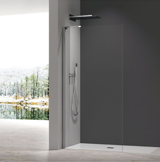 Душевая перегородка Koer SR SP02-100x200-TR-07 Walk-In прозрачное стекло Easy Clean 8мм, графит (KR5397)