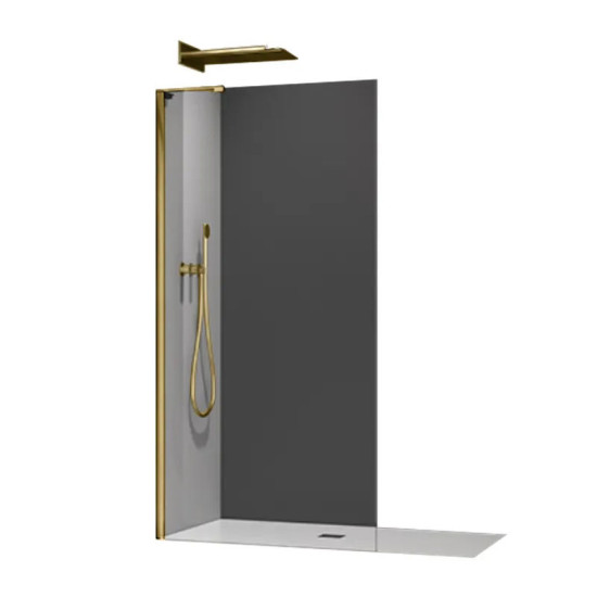 Душевая перегородка Koer SR SP02-100x200-TR-12 Walk-In проз.стекло Easy Clean 8мм, матовое золото (KR5396)