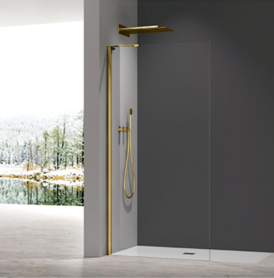 Душевая перегородка Koer SR SP02-100x200-TR-12 Walk-In проз.стекло Easy Clean 8мм, матовое золото (KR5396)