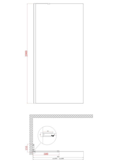 Душевая перегородка Koer SR SP02-100x200-TR-12 Walk-In проз.стекло Easy Clean 8мм, матовое золото (KR5396)